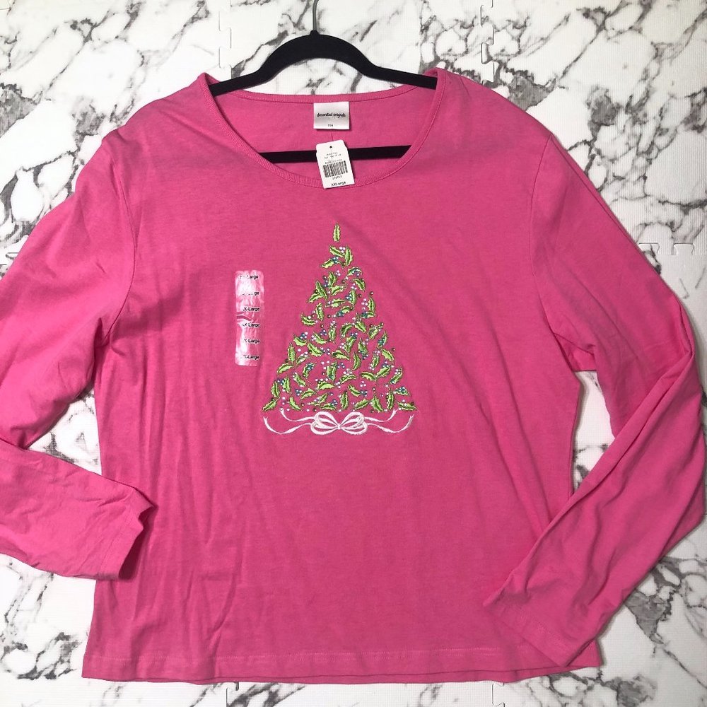 NWT Decorated Originals XXL pink green Christmas